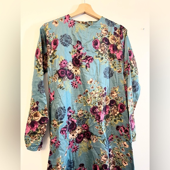 Ceylan Otantik CEO Floral Maxi Dress moody blue modest Turkish dress - Picture 3 of 9